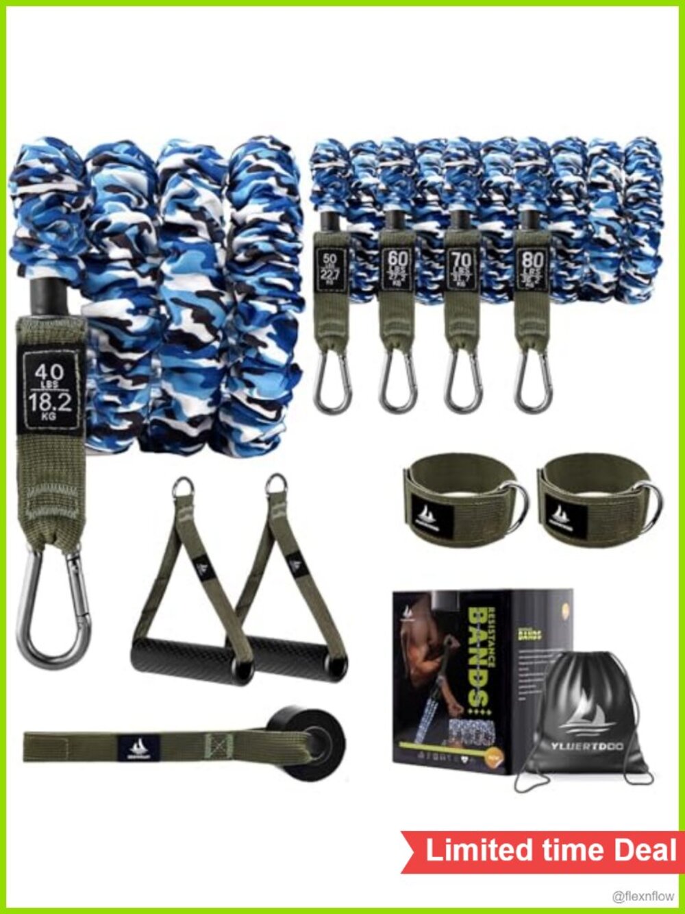 Resistance Bands Set with Handles, Door Anchor, Ankle Straps, Protective